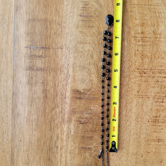 Black Beaded Teardrop Pendant Necklace Adjustable‎ Chain Womens Fashion Jewelry - Picture 3 of 3